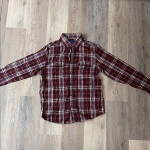George Men's Burgundy Plaid Button-Down Shirt